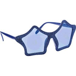 Amscan Glittery Star Shape Shades Uv Protection Summer Party Costume Accessories 1 Piece 3.5" X 6" Blue