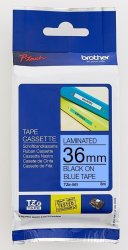 Brother TZ-561 36MM X 8M Black On Blue Laminated Tape