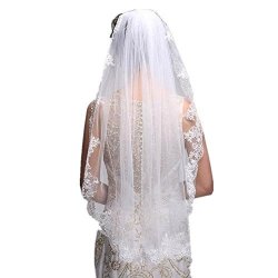 Tutu.vivi One Layer Lace Edge White Ivory Wedding Veil Tulle Bridal Veil Cheap Wedding Accessories Veil TS001