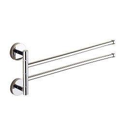 Bathroom Swing Arm Towel Bars 2-ARM Wall Mount Brass Polished Chrome 2 Bars