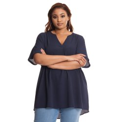 Donnay Plus Size Popover Boxy Woven Top - Blue