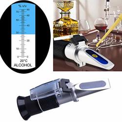 Hunterbee Spirit Alcohol Content Meter Measure wine Grape Check Refractometer liquor Homemade Brewing Level Check Tester 0 To 80% V v Resolution Proof Gravity Alcohol Measuring portable Atc