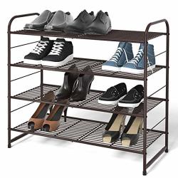 Simple Trending 4 Tier Stackable Shoe Rack Wire Grid Shoe Organizer Storage Shelf Bronze Reviews Online Pricecheck