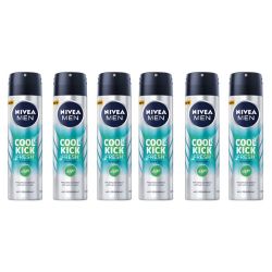 Nivea Men Cool Kick Fresh 48H Deodorant Anti-perspirant Spray - 6 X 150ML