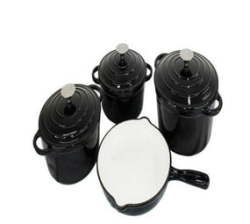 7 Piece Cast Iron Cookware pots - Black