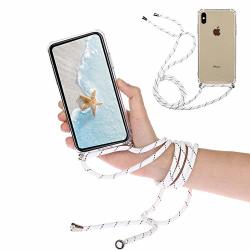 Yicte Acrylic Lanyard Strap Clear Silicone Case For Iphone XS Max Transparent Tpu With Adjustable Neck Cord Crossbody Cover Four-corner Shock Absorption Anti-drop Protection