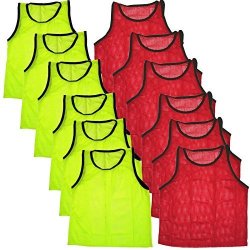 Bluedot Trading Bundle Of 6 Red & 6 Yellow Adult Team Sports Scrimmage Vests Pinnies 12 Total