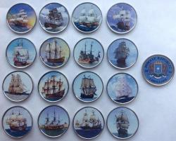 Somalia Set Of 16 Coins Ship Sailboat Navy Colorized Souvenir Set 2014