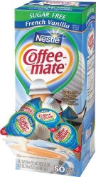 Nestle Coffee-mate Coffee Creamer Sugar Free French Vanilla Liquid Singles 0.375-OUNCE Creamers Pack Of 50