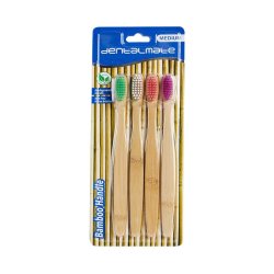 Toothbrush Bamboo Handle & Nylon Medium 4PCS