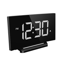 Mpow Digital Alarm Clock Curved-screen Clock With 3.75" LED Dimmer Digits Display Bedside Alarm Clock With 3 Alarm Sounds 30 Minute Ring Time 12 24