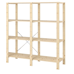 2 Bay Diy Wooden Shelving With 4 Levels Of Shelves 2.1M High - 600MM