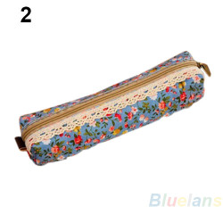 Retro Floral Cosmetic Pouch - Green