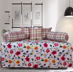 100% Cotton Single Bed Sheet Set Floral Home Decor Bedding Set Of 6 Diwan Gift- 144 Tc SB-DS99A