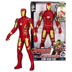 HSBR Marvel Year 2015 Avengers Age Of Ultron Titan Hero Tech 12 Inch Tall Electronic Figure - Iron Man Mark 43 With Sound Effects And Lights