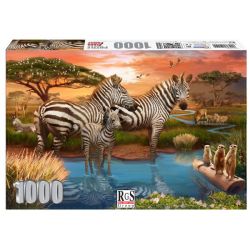 Zebra Family 1000 Piece Jigsaw Puzzle