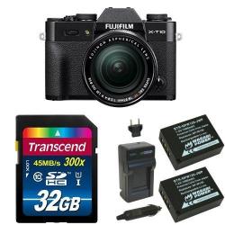 Fujifilm X-T10 Black Mirrorless Digital Camera Kit With Xf 18-55MM F2.8-4.0 R Lm Ois Lens Deluxe Bundle