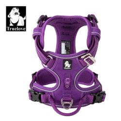 Truelove Pet Reflective Nylon Dog Harness No Pull Adjustable Medium Large Naughty Dog Vest Safety Vehicular Lead Walking Running - Purple XS