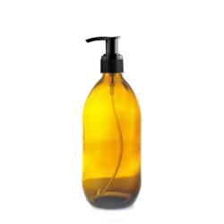 200ML Amber Glass Generic Bottle With Pump Dispenser - Black 28 410