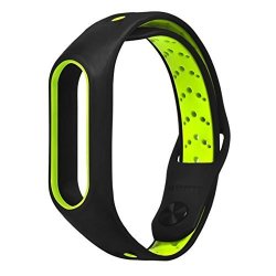 Owill Lightweight Silicone Fashion Ventilate Sports Strap Wristband Replacemen For Xiaomi Mi Band 2 Green