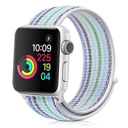 Runostrich For Apple Watch Band Replacement 42MM 38MM Soft Waterproof Strap Woven Nylon Classic Stripe Adjustable Sport Loop Apple Watch Series 3 2 1 Edition Green