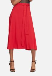 Dailyfriday Tie Waist Midi Skirt - Red