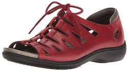 Aravon Women's Bromly Ghillie Flat Sandal Red 7