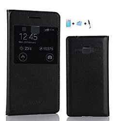 Aeontop 4 In 1 Flip Case Cover For Samsung Galaxy J1 Sm-j100 With View Window Screen Black