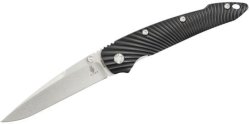 Kizer Cutlery Sliver Stonewashed Blade Black Aluminum Handles Folding Knife- KI4419A4
