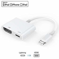 Apple Mfi Certified Lightning To HDMI 1080P Lightning To Digital Av Adapter Sync Screen HDMI Connector With Charging Port For Select Iphone Ipad Ipod