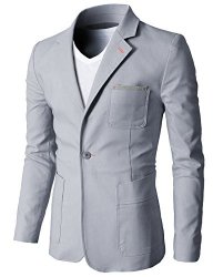 H2H Mens Business Single Button Blazer Jacket With Various Colors Gray Us M asia L CMOBL01