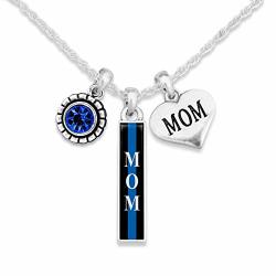 Lola Bella Gifts Thin Blue Line Wife Law Enforcement Support Charm Necklace with Gift Box
