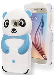 For Samsung Galaxy S6 Cute Blue And White Silicone Panda Character Case