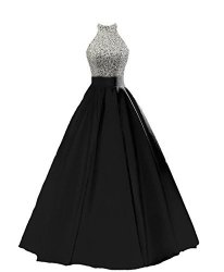 Heimo Women's Sequined Keyhole Back Evening Party Gowns Beaded Formal Prom Dresses Long H123 8 Black