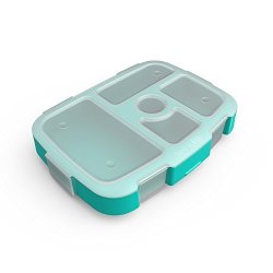 Bentgo Kids Brights Tray Aqua With Transparent Cover - Reusable Bpa-free 5-COMPARTMENT Meal Prep Container With Built-in Portion Control For Healthy At-home Meals And