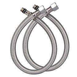 Wovier Faucet Connector Vessel Sink Faucet Braided Stainless Steel Flexible Water Supply Hoses - 3 8" Female Compression Thread 20" Length Faucet Hose X 2 Pcs 1 Pair