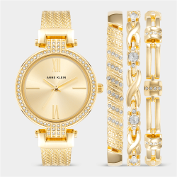 Anne Klein Gold Plated Bracelet Bangle & Watch Set