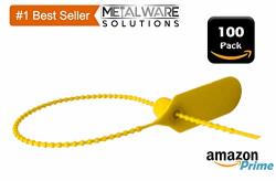 100 Pack - Metalwaware Solutions - Yellow Pull Zip Tie Cable Tamper Security Safety Seal Fastener - Fire Extinguisher