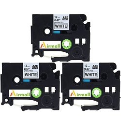 Airmall TZ231 TZE231 Standard Laminated Tape Compatible With BrOther P-touch Printers PT-D200 PTD210 PT1280 PT6100 Black On White 0.47" 12MM X 8M 26.2FT -3 Pack