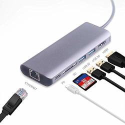 Gayisic USB C Hub Type C Hub 6 In 1 To 4K HDMI Two Super Speed USB3.0 Ports 60W Pd USB C Sd Card