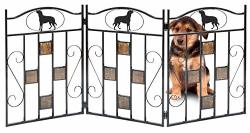 Bundaloo Freestanding Metal Folding Pet Gate Large Portable Panels For Dog & Cat Security Foldable Enclosure Gates For Puppies Indoor &