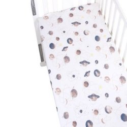 Iconix Knitted Cotton Fitted Baby Crib Mattress Cover- Space