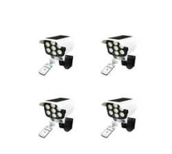 4 Piece Solar Security Dummy Camera Light With Remote