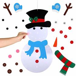 Felt Snowman Kit Christmas Decorations - 19X39 Inches Diy Felt Snowman Christmas Holiday Party Games Set With 29PCS Detachable Ornaments 2 Matches Wall Hanging Xmas Gifts