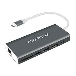 USB C Hub Toopone 6-IN-1 Type C Hub With 4K HDMI Port RJ45 Gigabit Ethernet Pot USB C Charging Port 2 USB 3.0 Ports