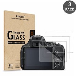 Pack Of 3 Nikon D5600 D5500 D5300 Tempered Glass Screen Protector Akwox 0.3MM 2.5D High Definition 9H Optical Lcd Premium Glass Protective Cover