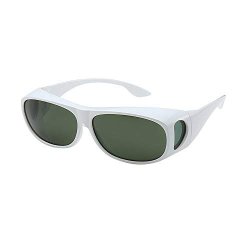 HD Night Day Vision Driving Wrap Around Anti Glare Sunglasses With Polarized Lens For Man And Women Dark Green Lens+ White Frame