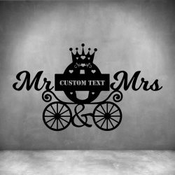 Mr And Mrs 2 With Custom Text - 300MM Matt Gold