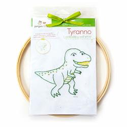 Dinosaur Tyranno Hand Embroidery Diy Craft Wall Art Kit Beginner Learn To Embroider Backstitch French Knot 8 Inch Hoop 6 Strand Cotton Floss Thread
