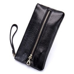 Aladin Leather Wristlet Wallet With Cell Phone Holder Key Hooks And Card Slots Iphone 7 Plus 6S Galaxy S7 Note 5 For Women Black